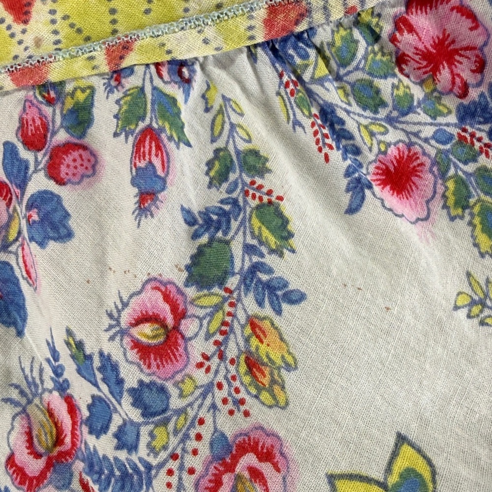 Bila Pull On Mini Skirt Floral White Blue Womens S Ruffles Boho Hippie - Picture 4 of 8